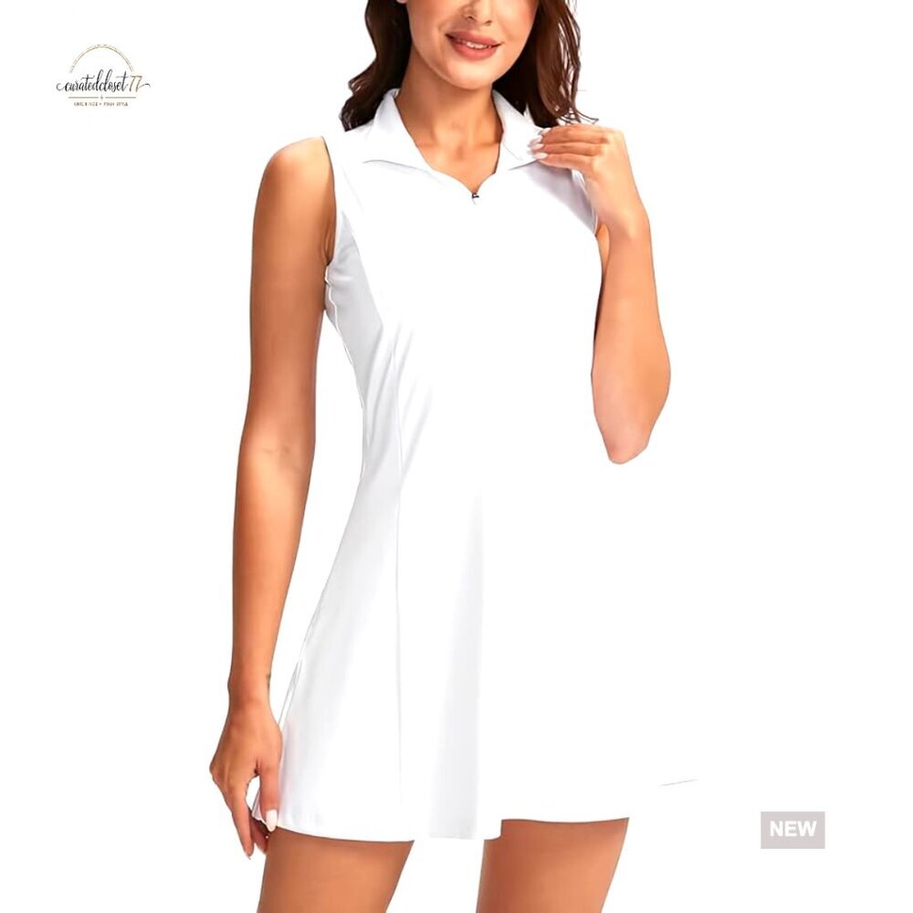 Women's Active Dress with Zipper Pockets, Stretchy Fabric, Separate Shorts